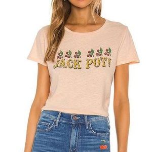 MOTHER Women’s Itty Bitty Sinful Cotton-linen Graphic Tee in Jackpot Size Medium